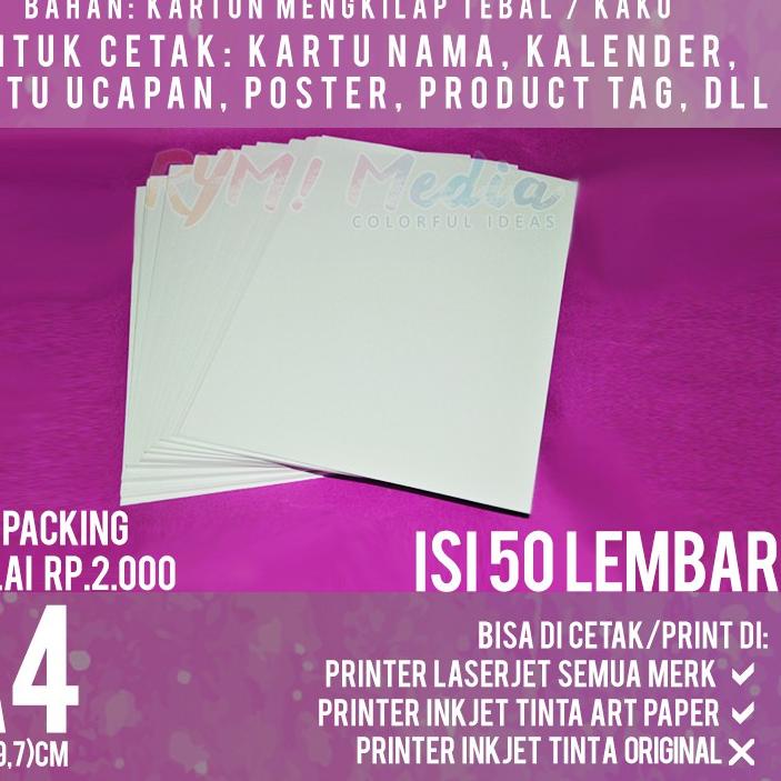 

Sale 6.6 | TD4 | Art Karton 230 gsm A4 isi 50 lbr / Kertas Carton Paper Glossy 230 gram