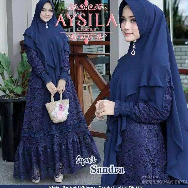 Gamis Brukat Syari Sandra Baju Wanita Muslim Dress SETELAN GAMIS 2023