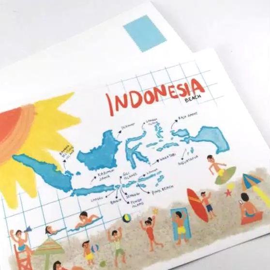 

Limited | KI3 | POSNESIA Indonesia Pictorial Map Postcard / Kartu Pos Peta Wilayah Indonesia