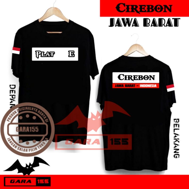 KAOS PRIA MAUPUN WANITA DESAIN TULISAN PLAT E CIREBON JAWA BARAT INDONESIA | GR3 JBT