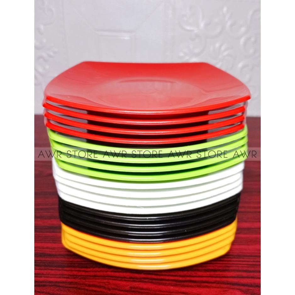 PROMO 1 LUSIN PIRING KOTAK DATAR SEMI MELAMIN 15CM TERLARISS...,,,,,