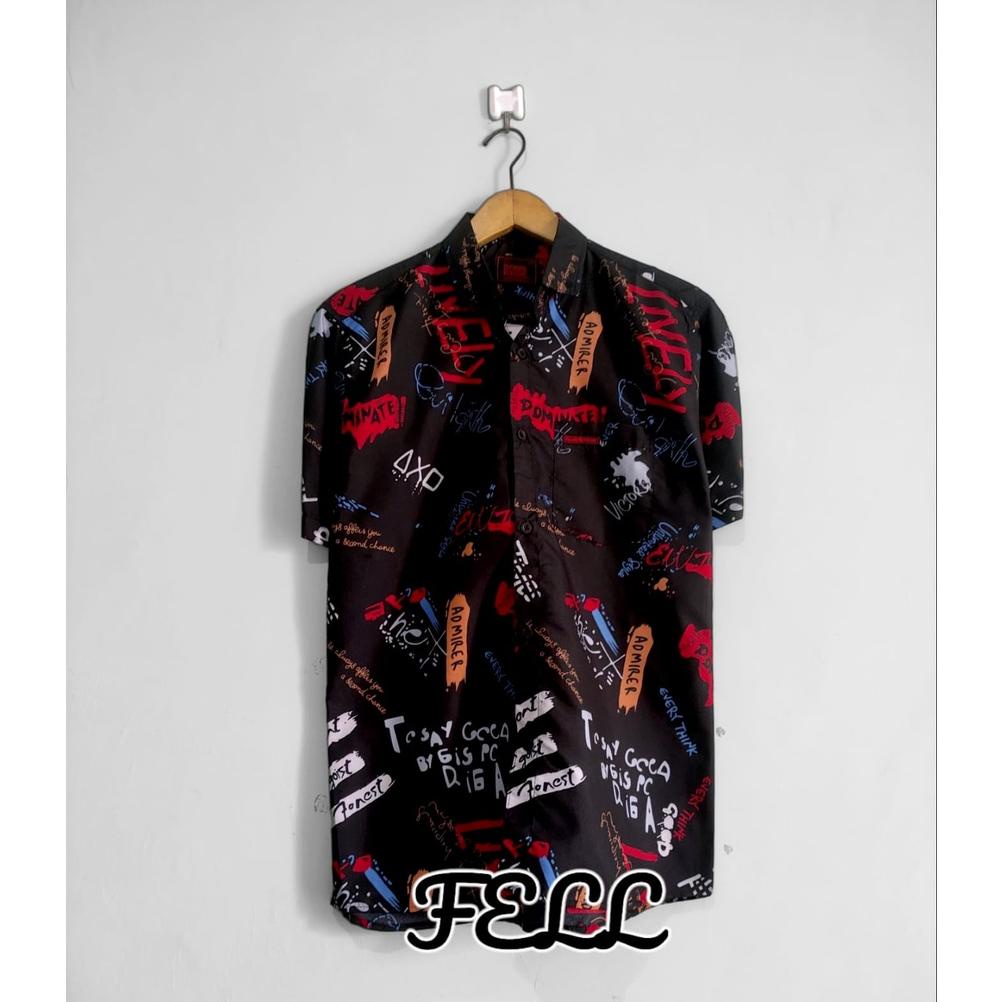 Best - Baju Kemeja Motif Bunga Lengan Pendek Distro !