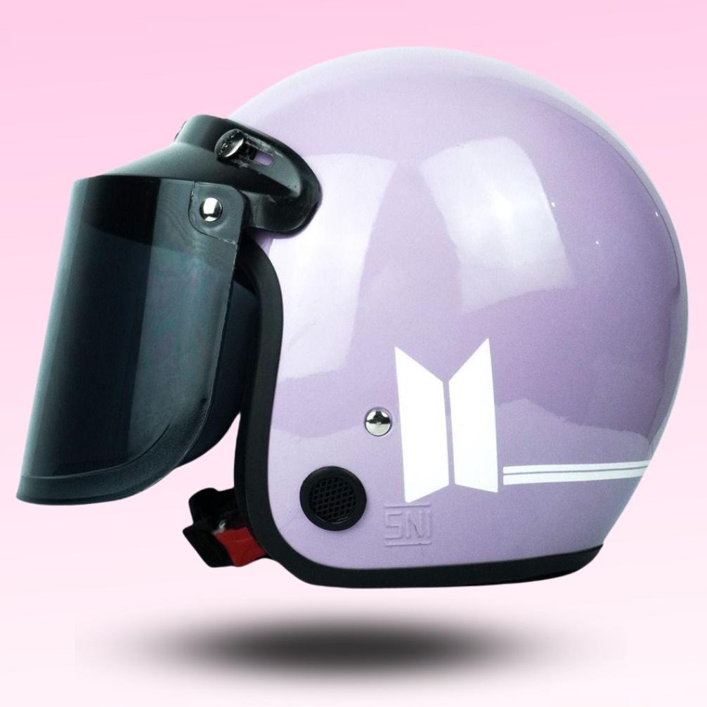 [KODE HT0JO] PREMIUM FULL LEHER Helm Bogo Dewasa Wanita Pria Motor Sni Helem Retro Classic Warna Pur