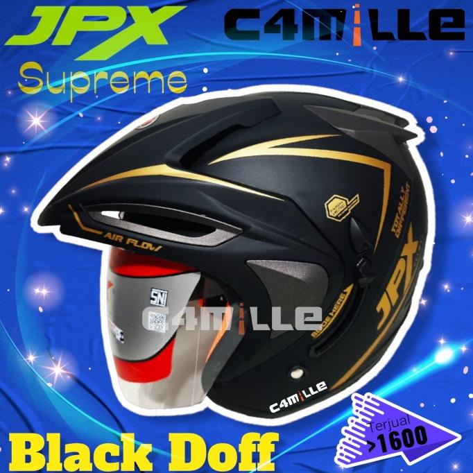 Helm JPX Double visor hitam dop / Black dop