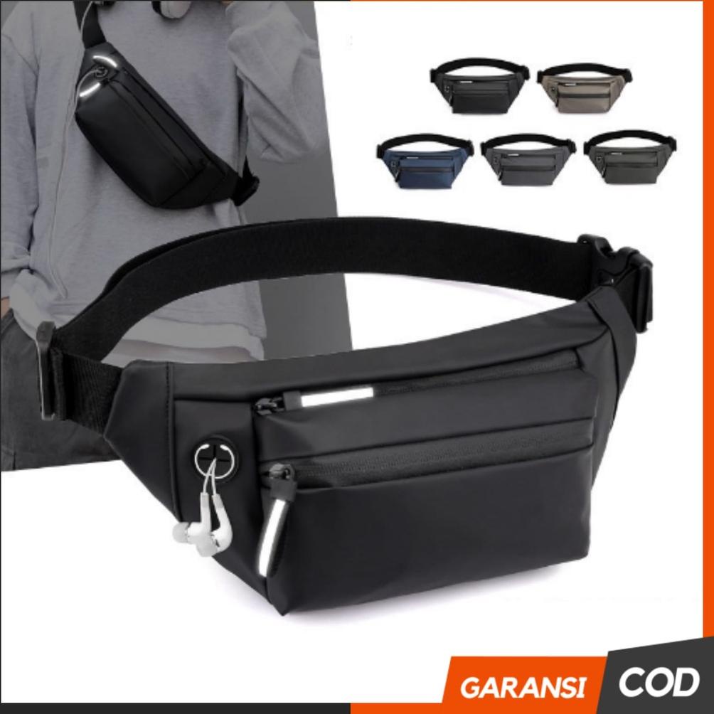 [KODE QZH0B] Tas Selempang Pinggang Slempang Waistbag Waisbag Weisbag Pria Cowok Import Distro Kulit