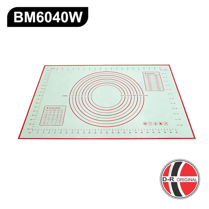 Tatakan Bm6040W Alas Adonan Baking / Silicone Baking Mat 60X40Cm Putih Merah