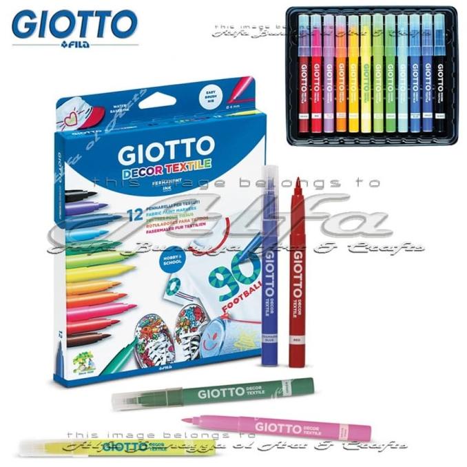

GIOTTO Decor Textile 12 Colours - Paint Markers - Spidol Kain 12 Warna