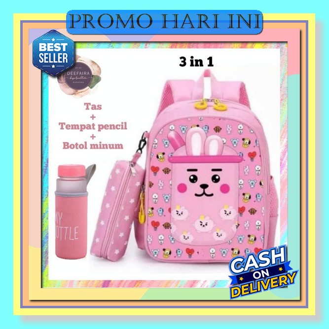 Amy - Tas Anak Korea Perempuan Ransel Korea Anak Perempuan Import Bt21 Terbaru 2021 Canvas Original 