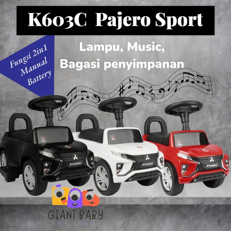 [FREE BUBBLE]Mobil Aki Anak 2in1 PMB JEEP OFFROAD K601C / PAJERO K603C / CRV K606C / XPANDER K602C M