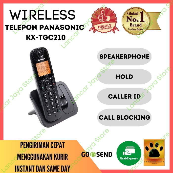 TELEPON WIRELESS/TELPON/TELEPON RUMAH PANASONIC KX-TGC210 HITAM ORIGINAL TERBARU