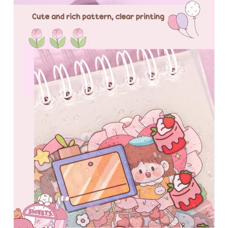 

(BAYAR DITEMPAT) Buku stiker semi transparan PET, Accessoris Sticker, Stiker hiasan diary ,.