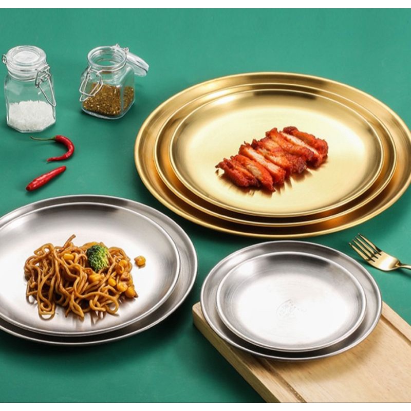 Piring Makan Sultan gold stainless piring dekorasi korea emas
