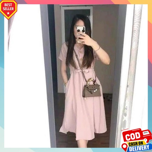 Dres Wanita Dewasa Terbaru 2023 Korea Jumbo Longdress Pesta Mewah Mididres Polos Dress Pendek Selutu