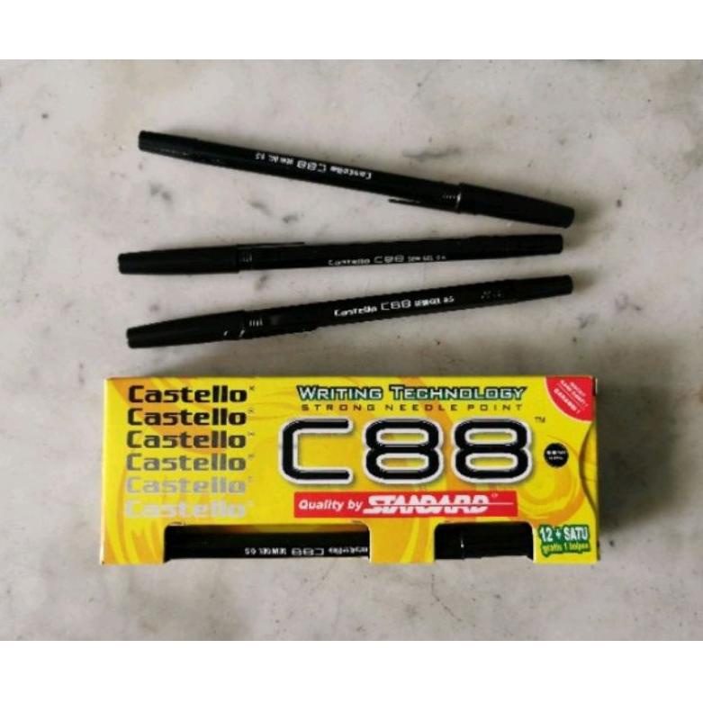 

45 Pulpen/Ballpoint/Pena Castello C88 Hitam Standard 0z8ge