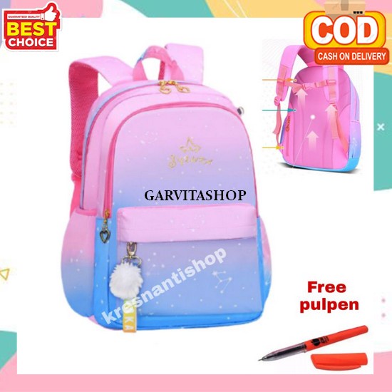 Tas Ransel Anak Perempuan Anti Air Korean Style Premium Remaja Cewek Import Kekinian Waterproof Back