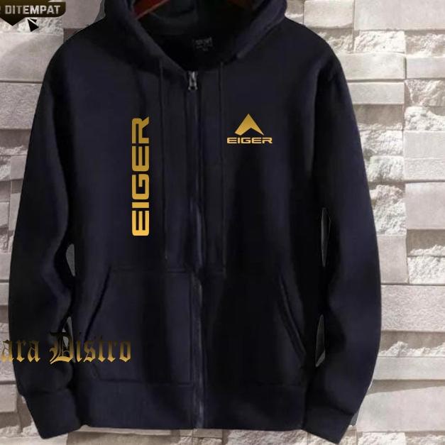 12.12 sale Umara86 Jaket Distro Resleting Kupluk 1205 Kiri Kanan Text Gold Jaket Cewek Cowok Premium