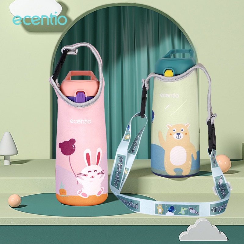 ecentio tas botol minum anak sedotan termos air panas mini 400ml/tas botol minum termos air pana 400ml