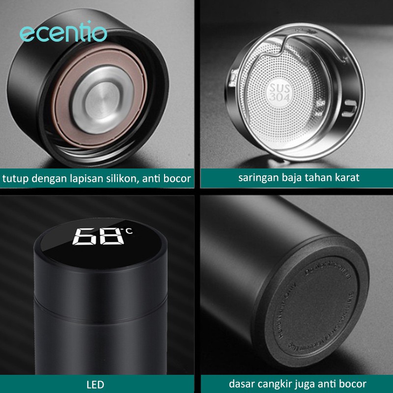 ecentio termos air panas mini 500ml stainless 304 LED tampilan suhu/botol minum termos portable vacuum flask