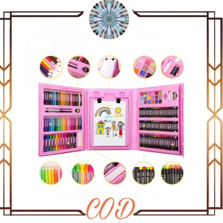 

[COD !!] (COD)Crayon Anak Pengasah 208pcs Set Alat Menggambar Melukis Anak-anak Crayon Cat Air Pensil BEST SELLER [KODE 7]