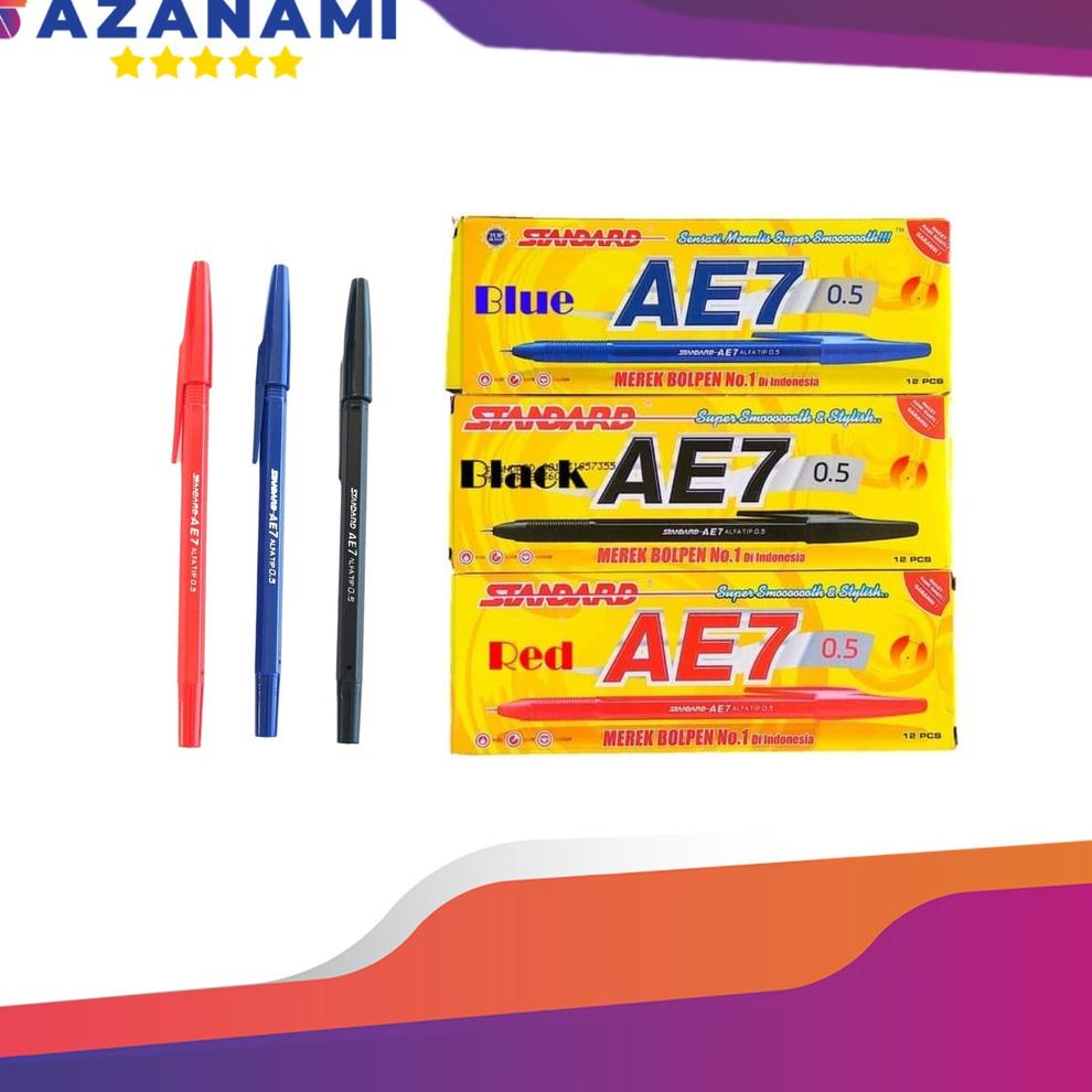 

[SHOPEE] Pulpen Ballpoint Standard AE 7 0.5 Hitam Biru Murah Pen [KODE 413]