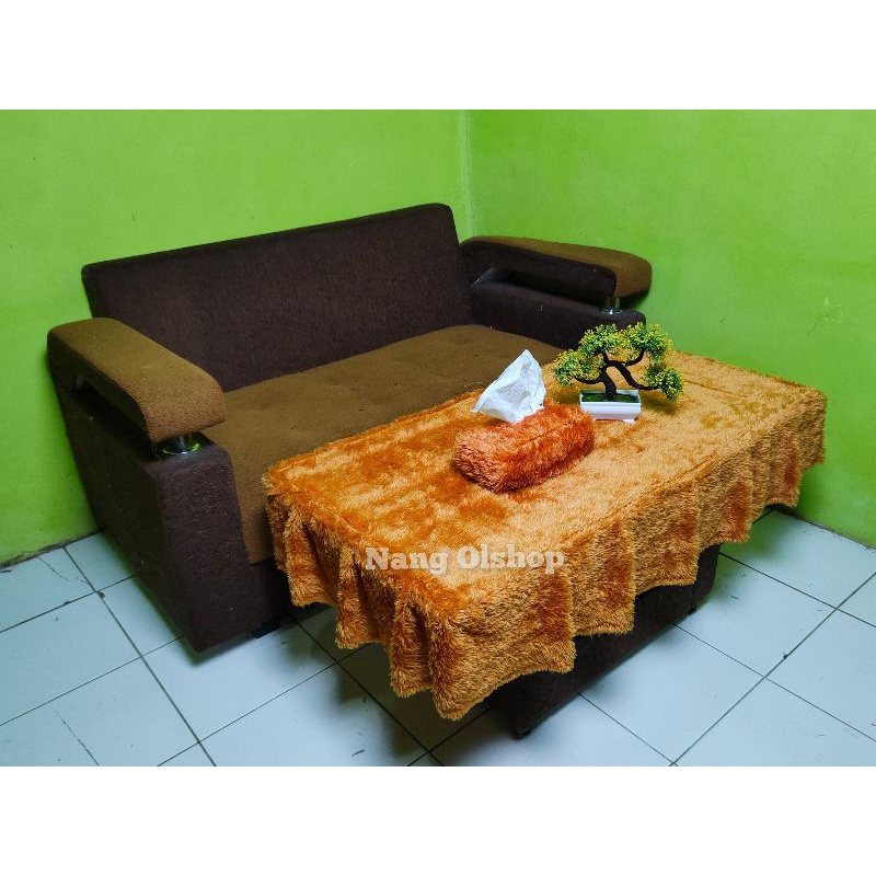 Taplak Meja Rumbai Ruang Tamu + Sarung Tisu Bulu Rasfur Murah Ukuran P100xL50xRumbai 20cm Bisa COD