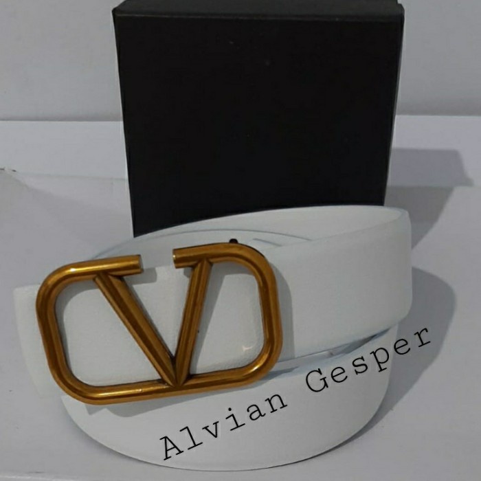 Gesper ikat pinggang wanita branded valentino import lebar 4cm Putih Ikat Pinggang Wanita Promo Mura