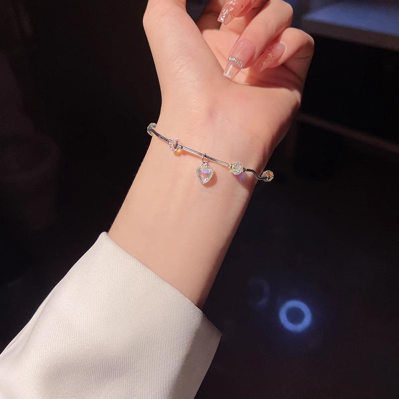 【Bayar di tempat】2023 Gaya Baru Korea Moonlight Stone Heart Bracelet Gelang Temperamen Sederhana Rasa Premium Desain Tidak Teratur