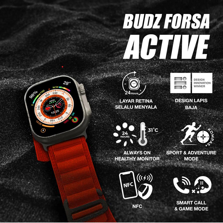 [NEW ] Budz Forsa Elite Smartwatch Amoled Sport Pria Wanita Ecg Blood Pressure IP68 Android Iphone B