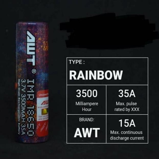 PALING AMPUH✌️>>> TERBARU BATERAI Awt 3500mAh 18650 Baterai awt rainbow