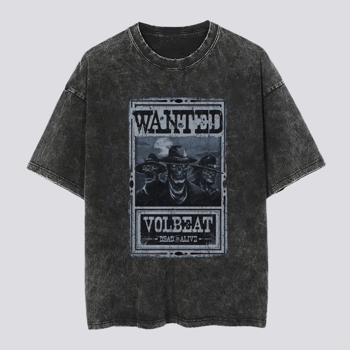 Kaos Band Washed Volbeat Wanted