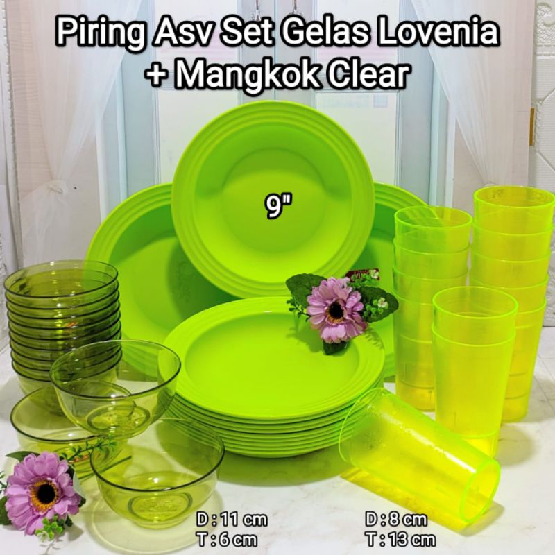 PIRING SET MANGKOK GELAS ACRYLIC