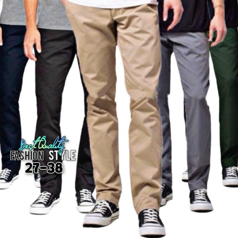 Di⚡kon !!  Celana Panjang Reguler Chino/Cino/Chinos Pria/Cowok Standar - Krem(Cream)/