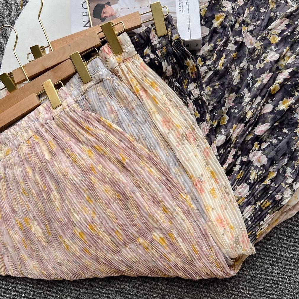 BISA COD - Oclo | Andana Skirt vintage plisk flower ceruty 