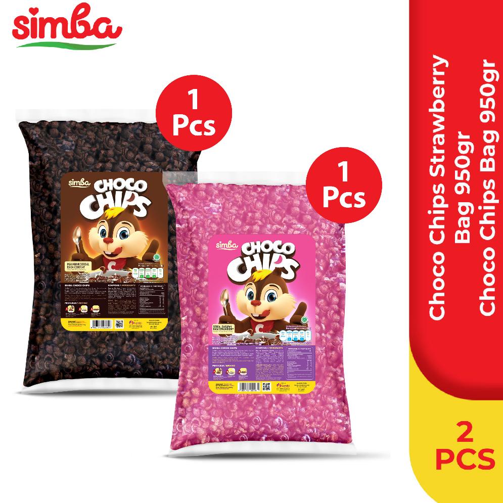 

➴ 1 SIMBA Sereal Choco Chips Bag 950gr & 1 Choco Chips Bag Strawberi 950 gr Best Product