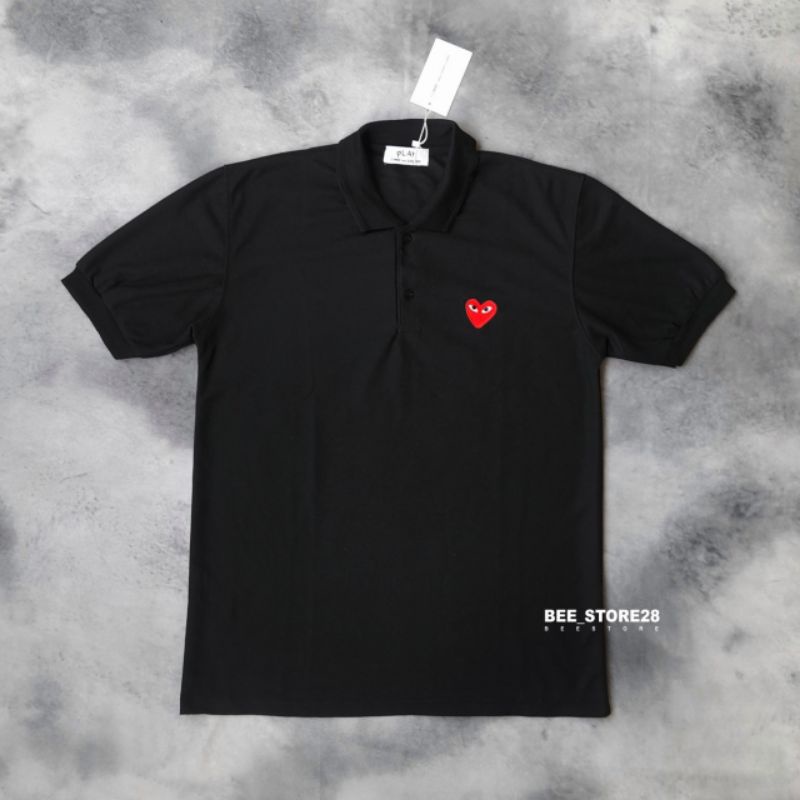 KAOS KERAH POLO SHIRT PLAY CDG BORDIR PREMIUM MIRROR