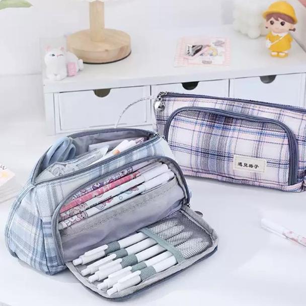 

[MURAH !!!] Tempat Kotak Pensil Pulpen Pencil Case Pouch Stationery Motif Garis [KODE 653]