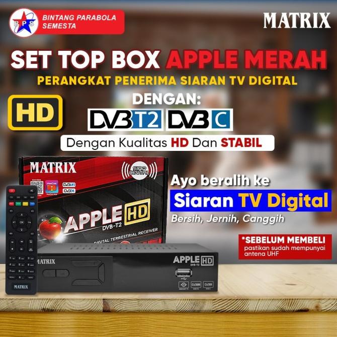 Receiver Set Top Box Dvbt2 Matrix Apple Hd Antena Tv Digital