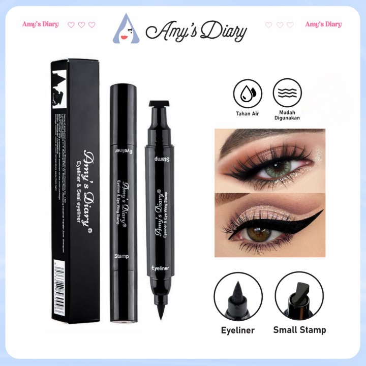 Eyeliner Stamp 2 In 1 Waterproof Liquid Eyeliner Pensil Waterproof Ukuran Stamp Small EASY USE