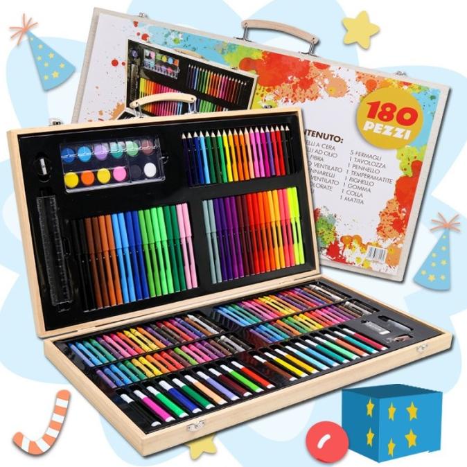 

Crayon Set 180pcs box Kayu / Painting Wooden Art Drawing Sets