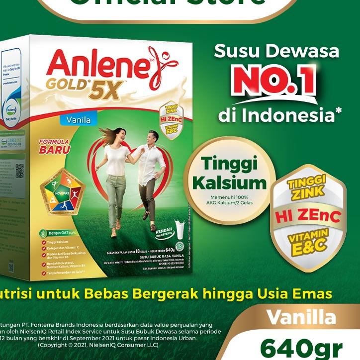 

STAR BRANDS Anlene Gold 5X Susu Bubuk Dewasa Vanila 640g - Nutrisi Tinggi Kalsium Untuk Tulang, Sendi, dan Otot gas !!