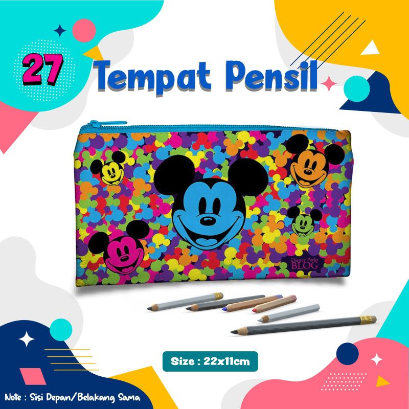 

Tempat Pensil Micky Mouse colour 027 Pouch Custom Nama Foto Souvenir Kado Hadiah Wadah Kostak Kotak Dompet。