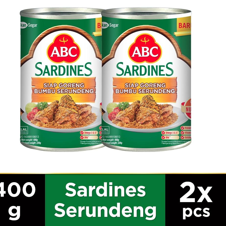 

✨New✨ ABC Sarden Siap Goreng Bumbu Serundeng 400 g - Twin Pack 