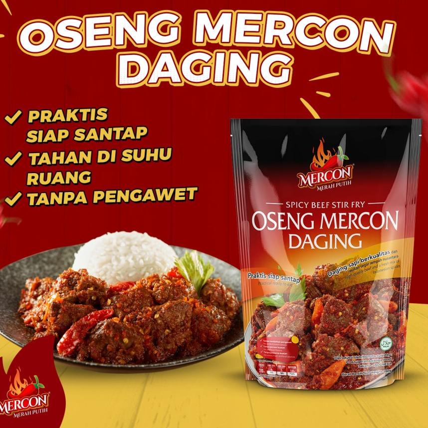 

✨COD✨ OSENG MERCON DAGING MERCON MERAH PUTIH 150 GRAM LEVEL PEDAS LENGKAP murah