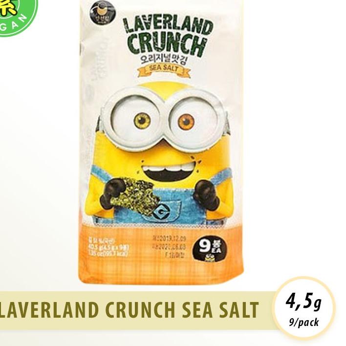 

12.12 HARGA GROSIR Manjun Laverland Crunch Sea Salt 4.5gx9 Korean Seaweed Nori Rasa Asin Paket Keluarga + Sunflower grosir