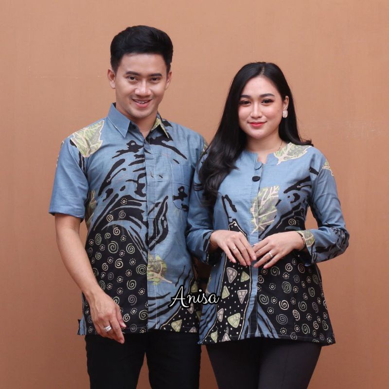 Batik Couple Batik Sarimbit Hem Blus Motif Seno Coklat