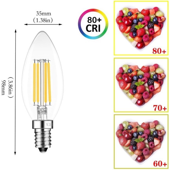 E14 C35 LED Edison Filamen Lampu Hias Cafee Wedding Dekorasi 6W 2700K