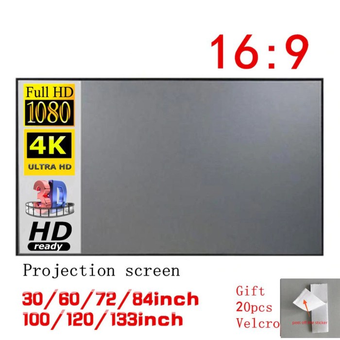 Kain Layar Proyektor Anti-light Ambient Screen Curtain 133 Inch - L21