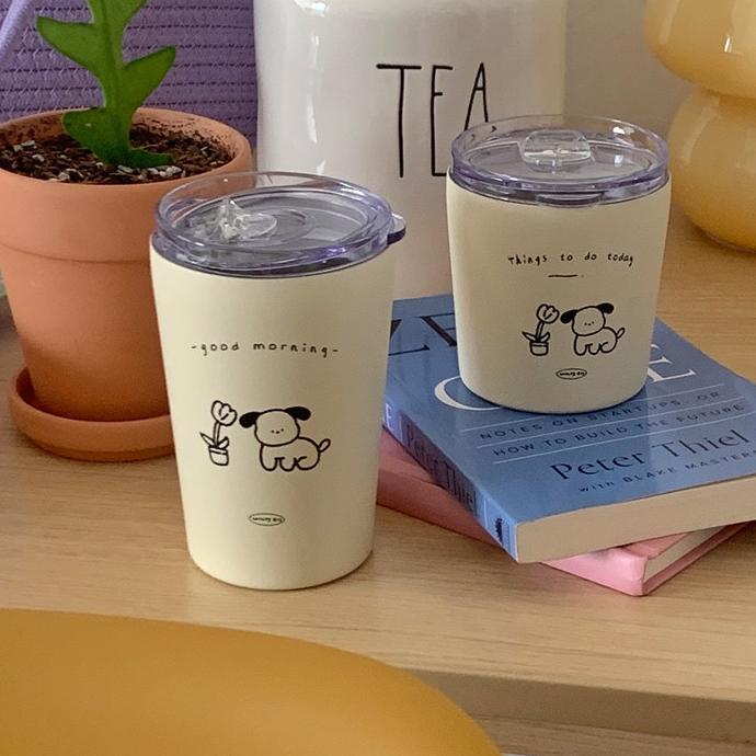FLOS Tulip Doggy Steel Tumbler /  Gelas Tumbler Besi Modern Minimalis Motif Kartun Anjing Lucu Cute 