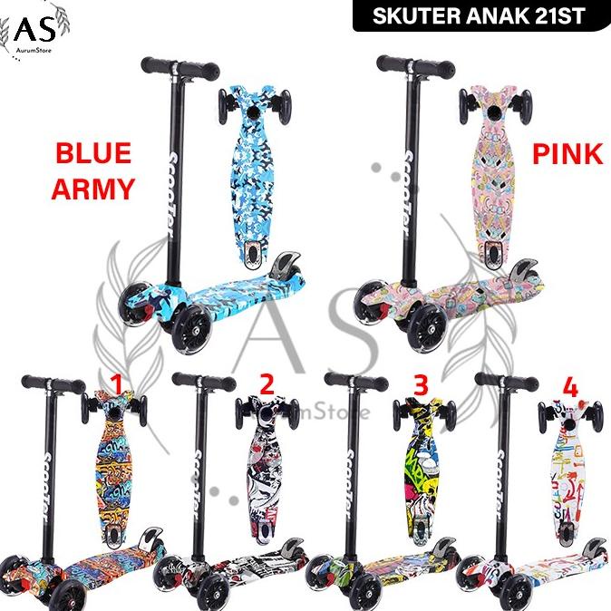 21st Kickboard Scooter - Otoped Anak / Skuter Anak Roda 3 Ban KARET/PU