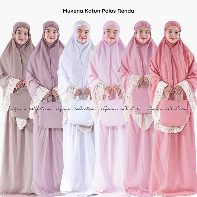 Mukena Katun Polos Renda / mukena dewasa katun polos premium